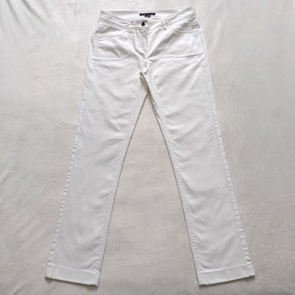 Theory Denim - Theory Sz 2 Off White Grace Connecticut Denim Jeans Straight Leg Low Rise Cotton